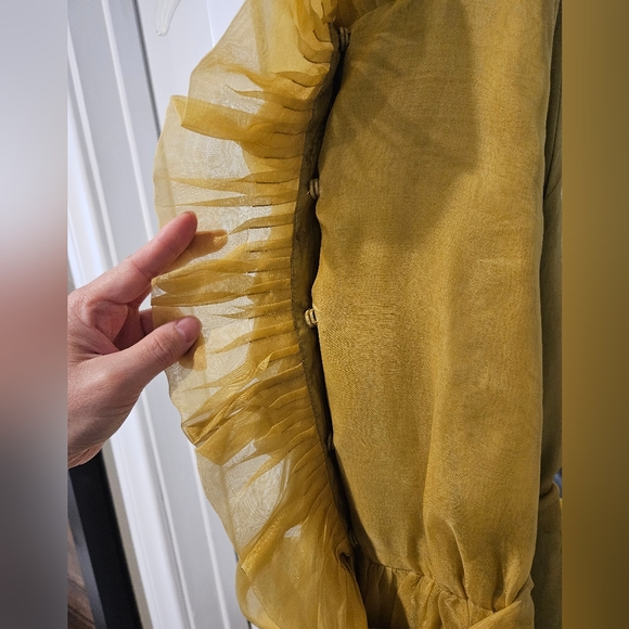 *SOLD**Robert Rodriguez Mustard Yellow Silk Ruffle Dress Size 6 - Picture 6 of 6